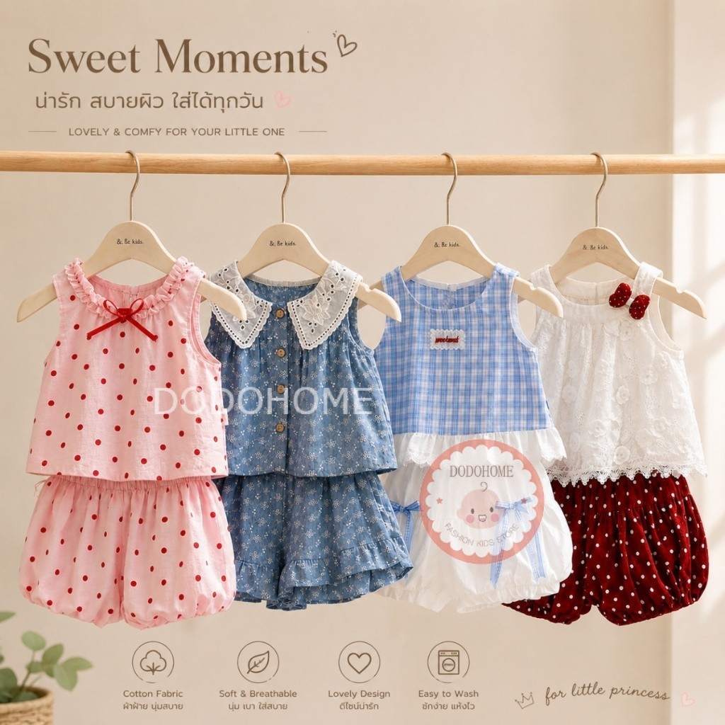 พร้อมส่ง ชุดลำลองเด็กผู้หญิง ชุดเซ็ตเด็กสไตล์เกาหลี เซ็ต2ชิ้น Size80-120cm
