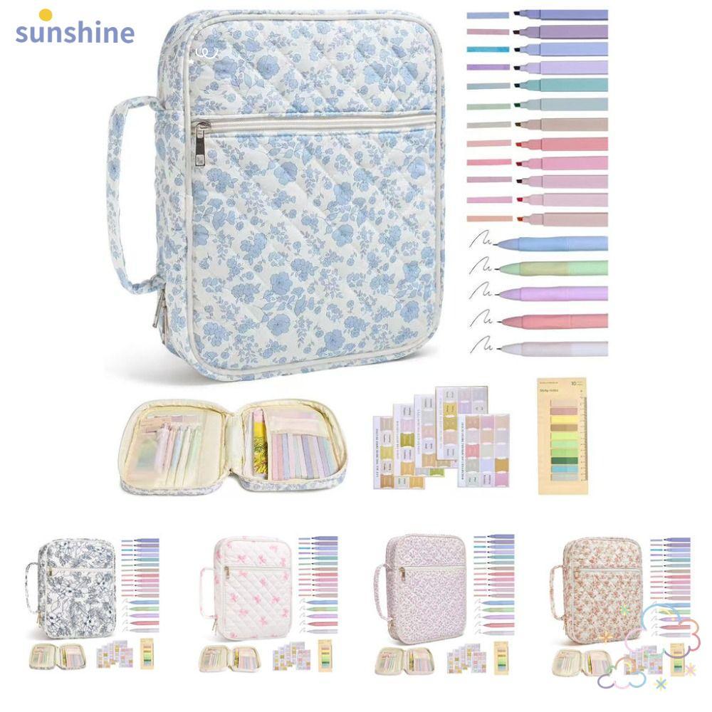 SSUNSHINE Bible Cover , Handle Floral Design Bible Cover Bag,กระเป๋าซิป Bible Journaling Kit Church