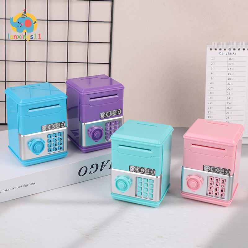 LAN Kids Money Bank รหัสผ่าน Piggy Bank Mini ATM เหรียญเงินสดกล่องเงินสําหรับเด็กวันเกิดของเล่น TH