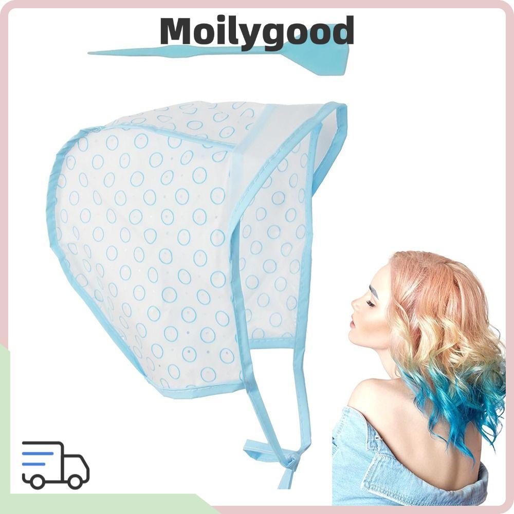 MOILYTH หมวกไฮไลท์ผม, นํากลับมาใช้ใหม่ด้วยพลาสติกโครเชต์ตะขอหมวกทําสีผม, หมวกย้อมสีน้ําเงินย้อมทําผม