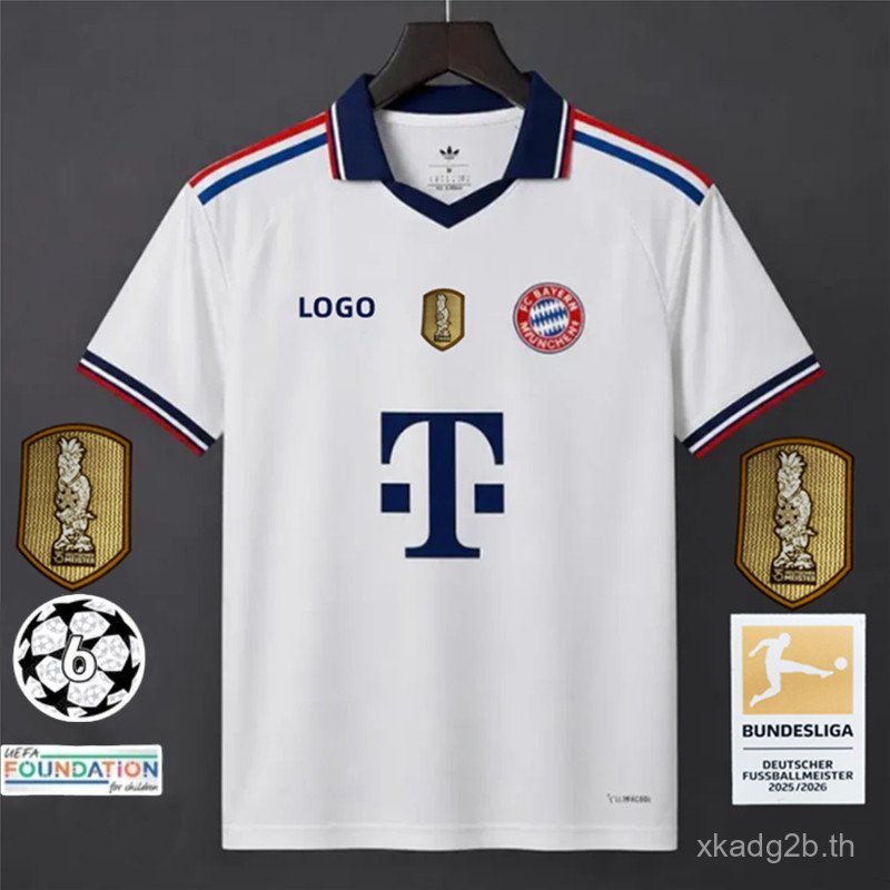 2026-27 Bayernfan Edition Munich Home and Away เสื้อยืดแขนสั้นผู้ชายสีแดงสีขาว