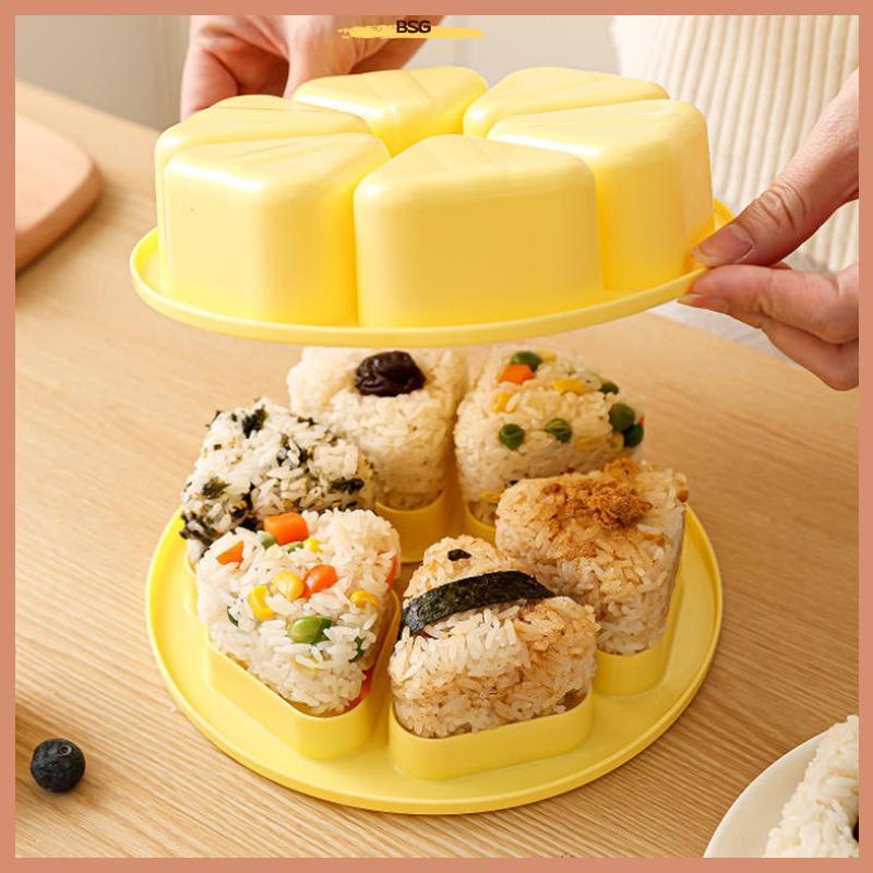 BSG 6-in-1 Cavity Triangle Sushi Mold Rice Ball Press Maker Non-stick Sushi Maker BSG