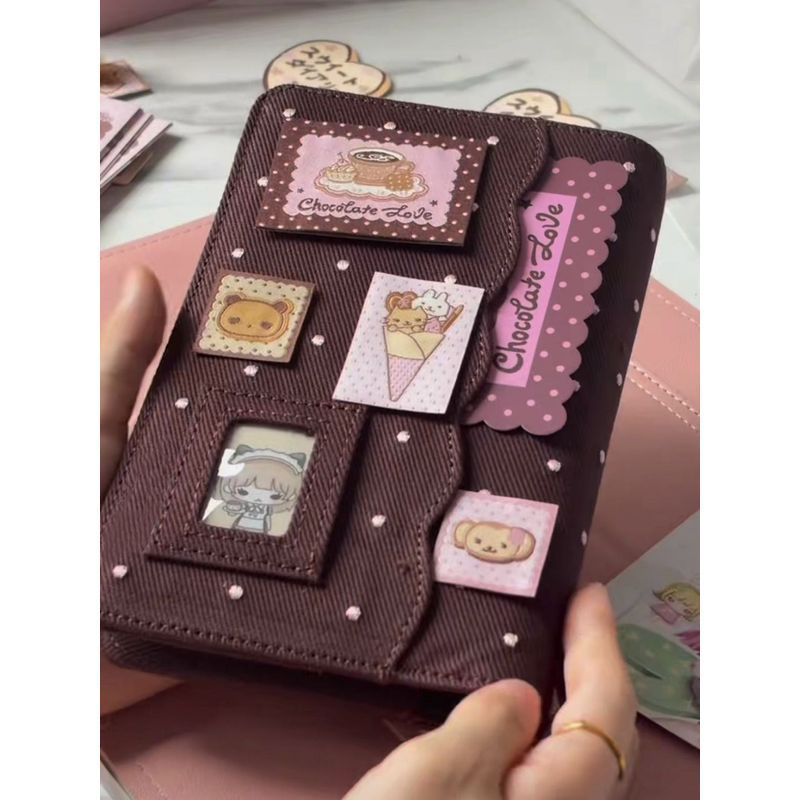 พร้อมส่ง Retro Rich Chocolate Polka Dot A6 Handbook สมุดจดบันทึกแบบถอดได้หลวม/8.19