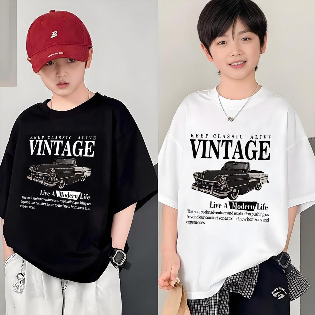 Lsingers เด็กท็อปส์เสื้อยืดสําหรับ Boys & Girls เด็กแขนสั้นเสื้อยืดคลาสสิกรถ Motif Vintage Keep Clas