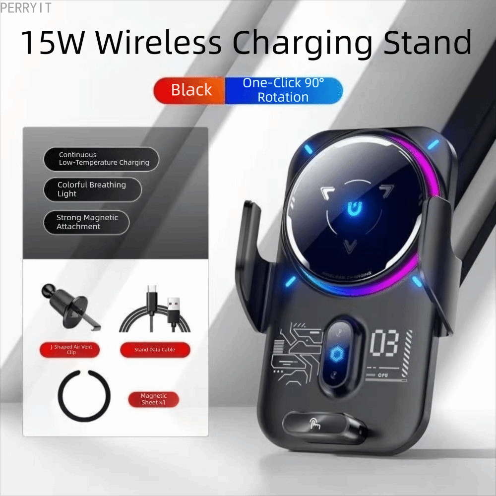 PERRY Car Phone Mount Charger, Auto Cooling Magnetic Wireless Car Charger, Semiconductor Cooling Fas