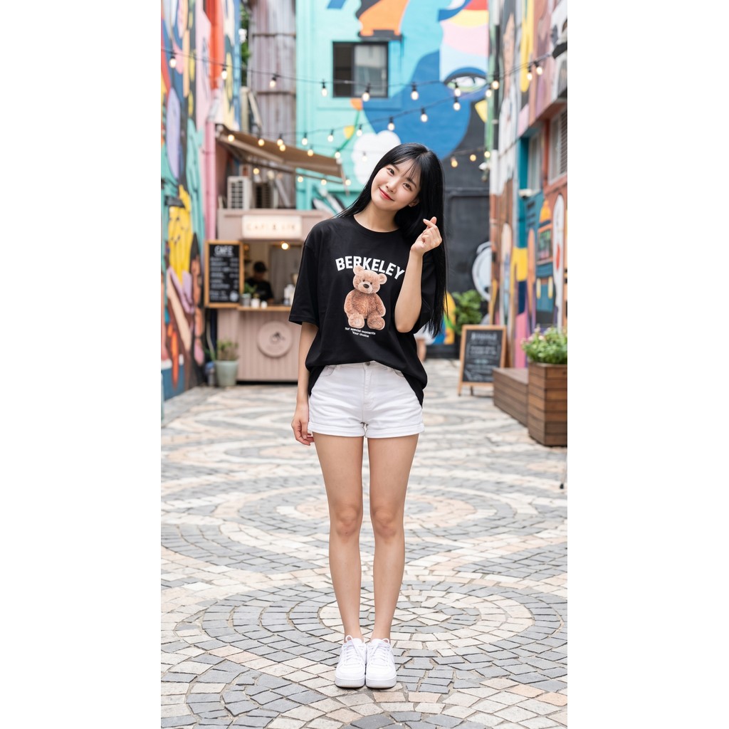 SALABO(พร้อมส่ง) เสื้อยืดสกรีน BERKELEY ลายหมีผ้านิ่ม ใส่สบาย #KB04
