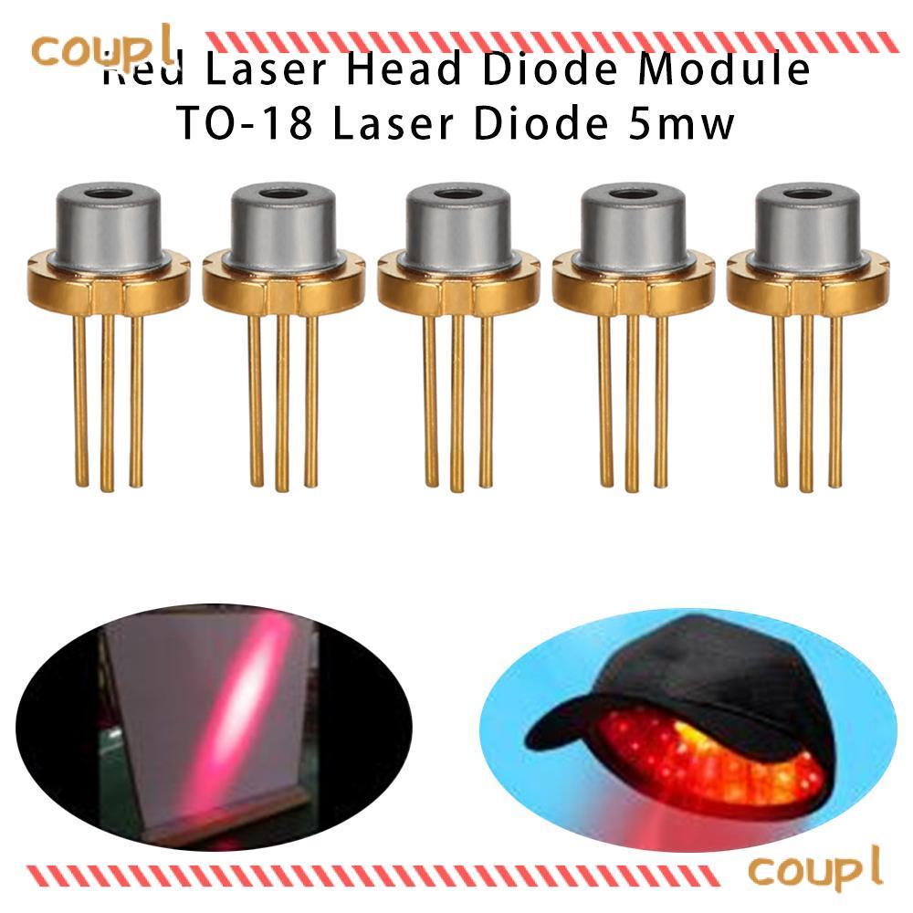 COUPL 1/2/5/10 ชิ้นหัวเลเซอร์สีแดง 5mw 650nm 2.2V พลังงานสูงถึง-18 เลเซอร์ไดโอด