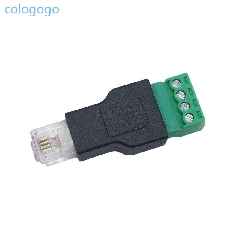 COLO RJ11 ถึงอะแดปเตอร์เทอร์มินัลสกรู RJ11 ชาย 4 พินขั้วต่อ Splitter Shield Plug