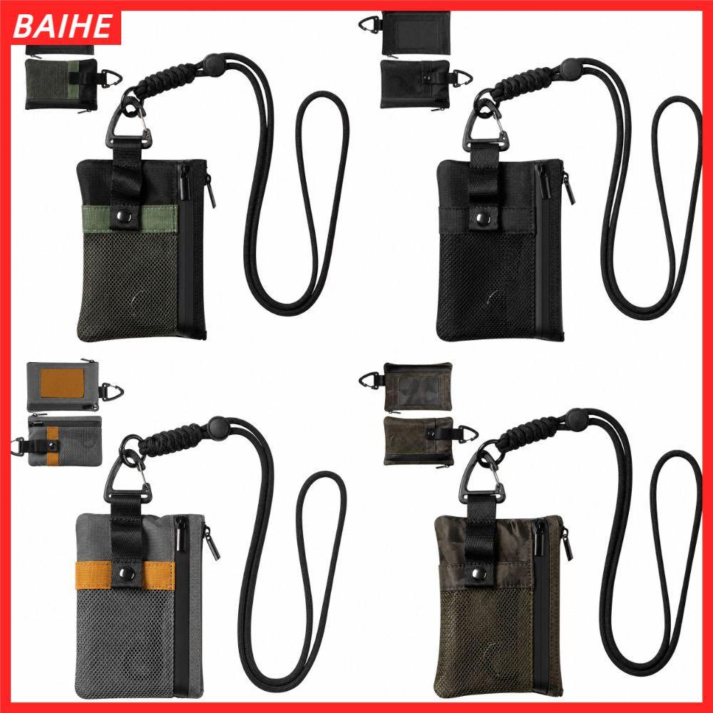 BAIHE กระเป๋าสตางค์ RFID, ที่ใส่บัตรไนลอนกันน้ํา, ซิปน้ําหนักเบาอเนกประสงค์ RFID Blocking กระเป๋าสตา