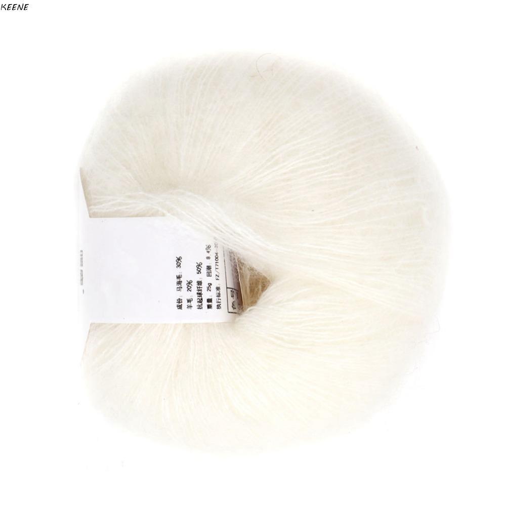 KEENEPH Mohair Yarn, Fuzzy Fur Long Wool Faux Mohair Yarn, Soft Thin Gauge Soft Texture Fluffy Yarn 