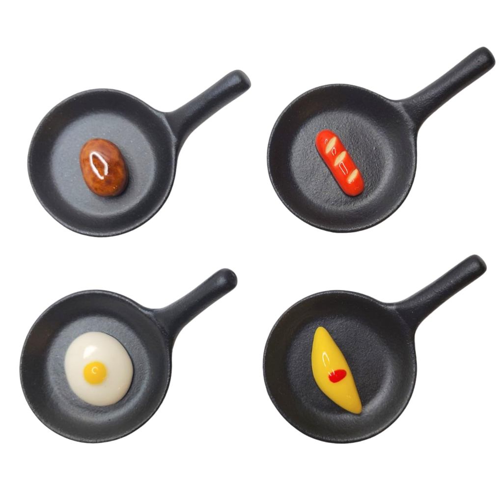 Directly from Japan Ihoshiro Kiln Chopsticks Rest, Frying Pan Set, Set of 4, Mino Ware Pottery (Omur