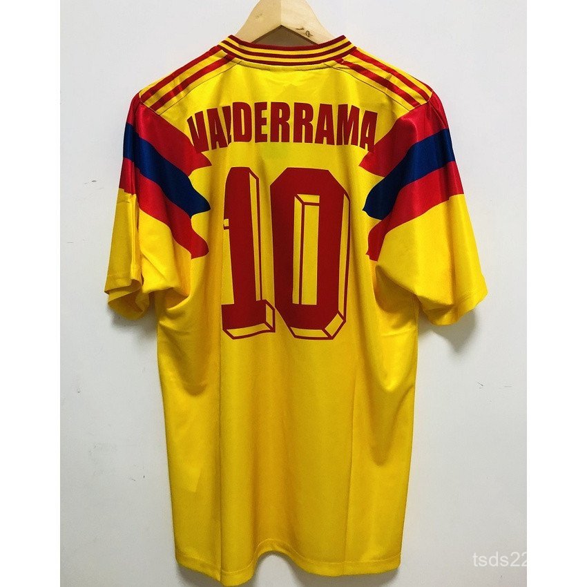 [Retro SSS+] Colombia 1990 เสื้อฟุตบอลสีเหลือง ESCOBAR VALDERRAMA เสื้อแข่งย้อนยุคผู้ชาย IT8O