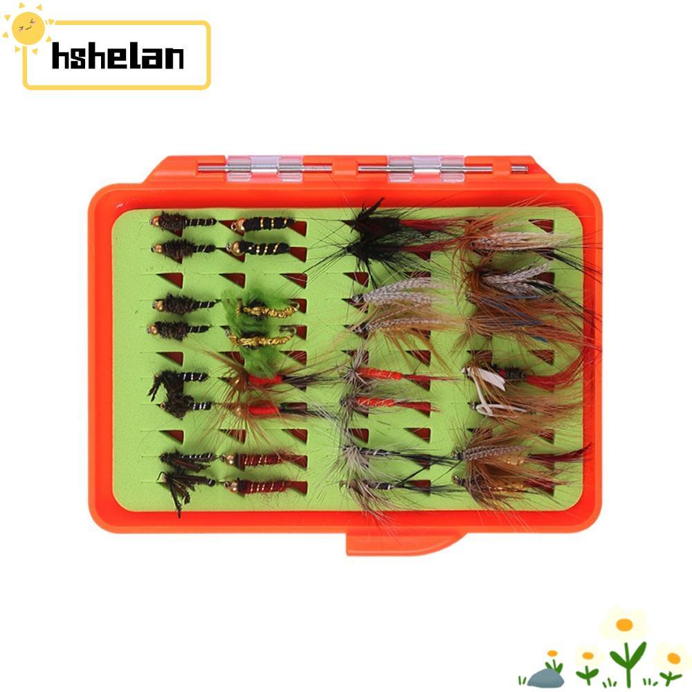 HHSELPH 30/32PCS Fishing Fly Assortment, พร้อมตะขอเหล็กคาร์บอนน้ําหนักเบา Fly Fishing Lures, ทนทานพร