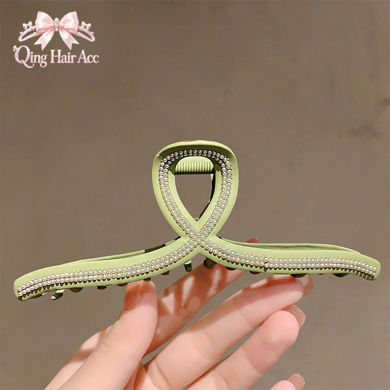 Green Series Frosted Style Large Grab Clip All-Match Small Hair Volume Full Clip Shark Clip Accessor