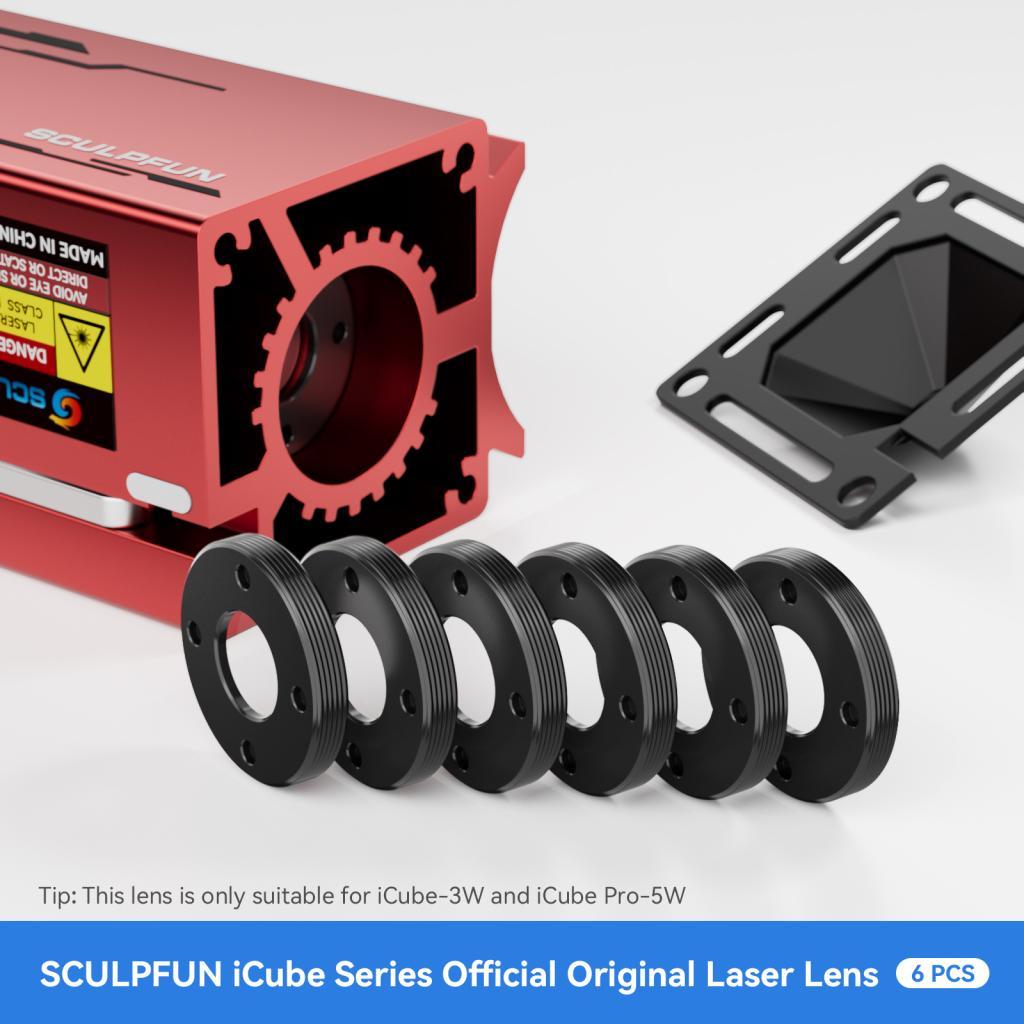 SCULPFUN iCube 3W/iCube Pro 5W เลนส์เลเซอร์ 6PCS การเปลี่ยนที่โปร่งใสสูงป้องกันน้ำมันและควัน ติดตั้ง