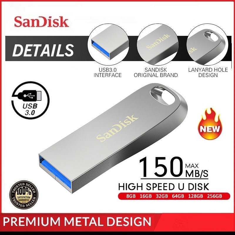 แฟลชไดร์ฟ SANDISK 8GB16GB32GB64GB128GB256GB Flash Drive ULTRA LUXE USB 3.0 (SDCZ74-G46) แฟลชไดร์ Flashdrive ดิสก์U