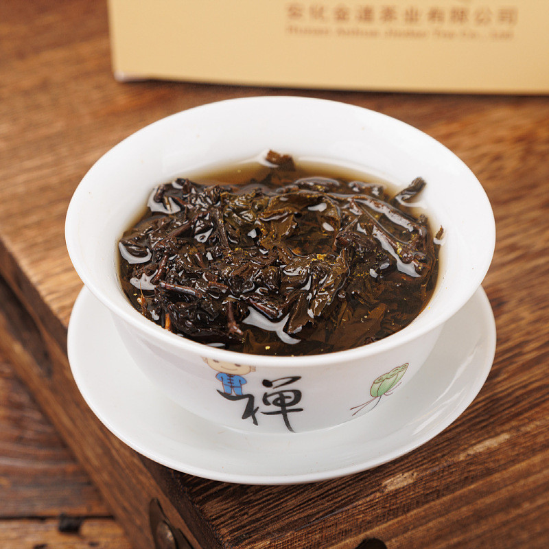 Anhua Black Tea Hunan ดอกไม้สีทองแท้ Fu ชาอิฐ Hand-Builded Anhua Fu ชาเก่าดอกไม้สีทองเต็มไปด้วย FVOO