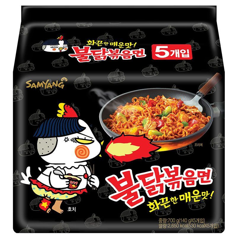 ซัมยังราเม้งกึ่งสำเร็จรูปแบบแห้งรสไก่สูตรเผ็ด 140ก แพค 5 Samyang Hot Chicken Ramen 140g Pack 5 [8801073140578 ]