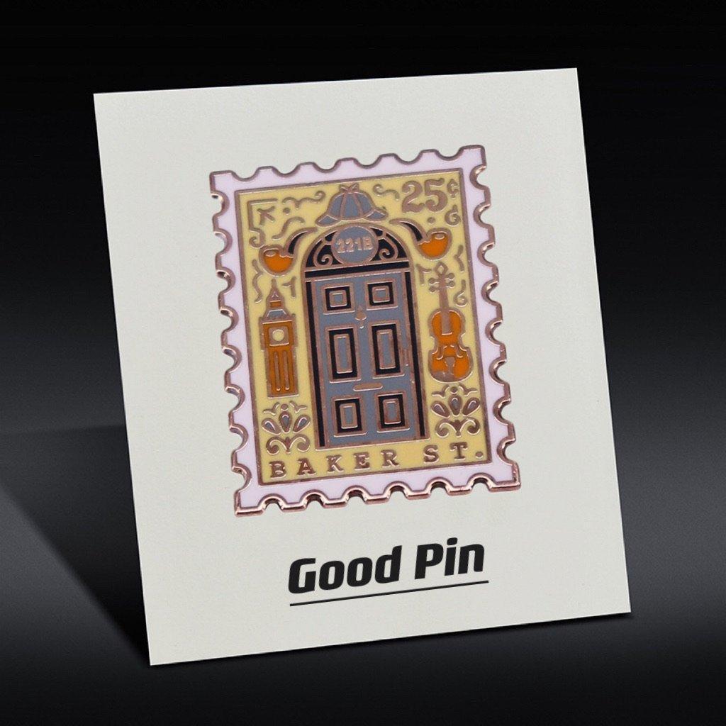 < Detective Sherlock} Baker Street 221B Merchanded เข็มกลัดโลหะแสตมป์สไตล์ Badge Pin อุปกรณ์เสริม sp