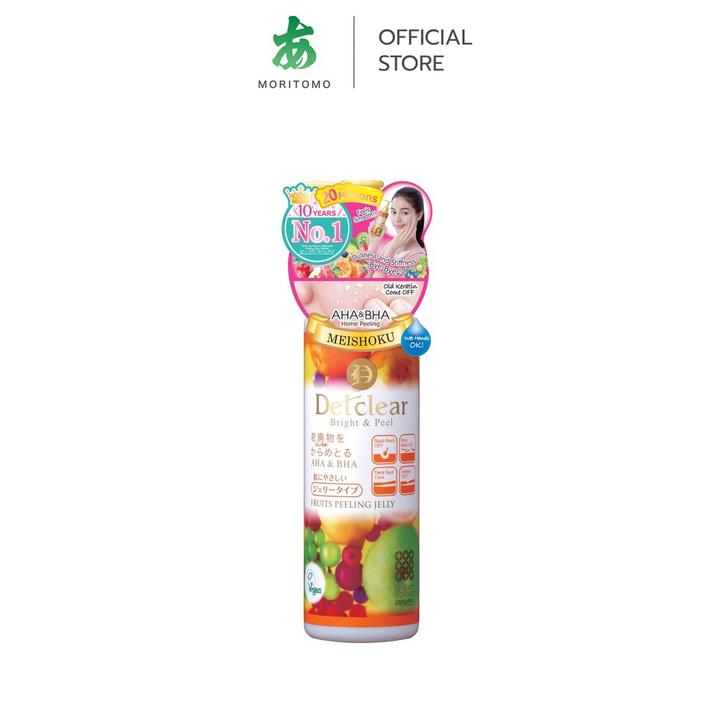 MORITOMO Official - DETCLEAR Bright&Peel Fruits Peeling Jelly (Mix Fruit) 180 ml / เจลสครับทำความสะอาดผิว (มิกซ์ ฟรุ๊ต)