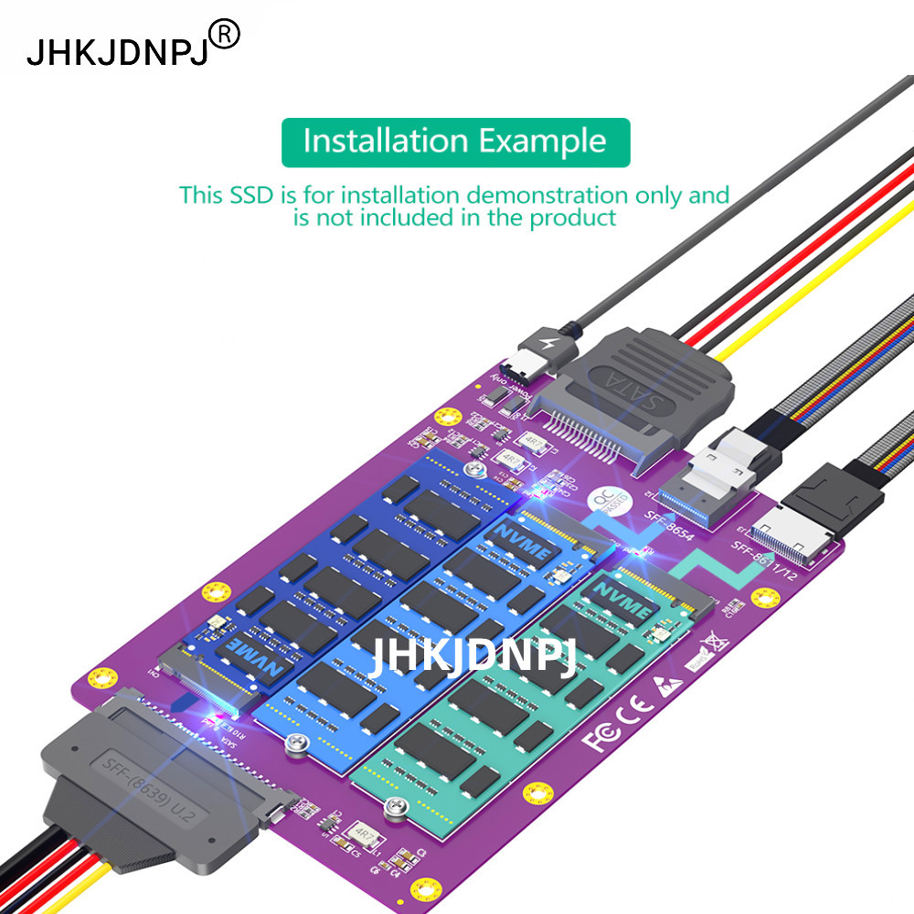 3 in 1 Combo M.2(NGFF) NVMe SSD ถึง SFF-8611/8612/ 8654/และ U.2(SFF-8639) อะแดปเตอร์