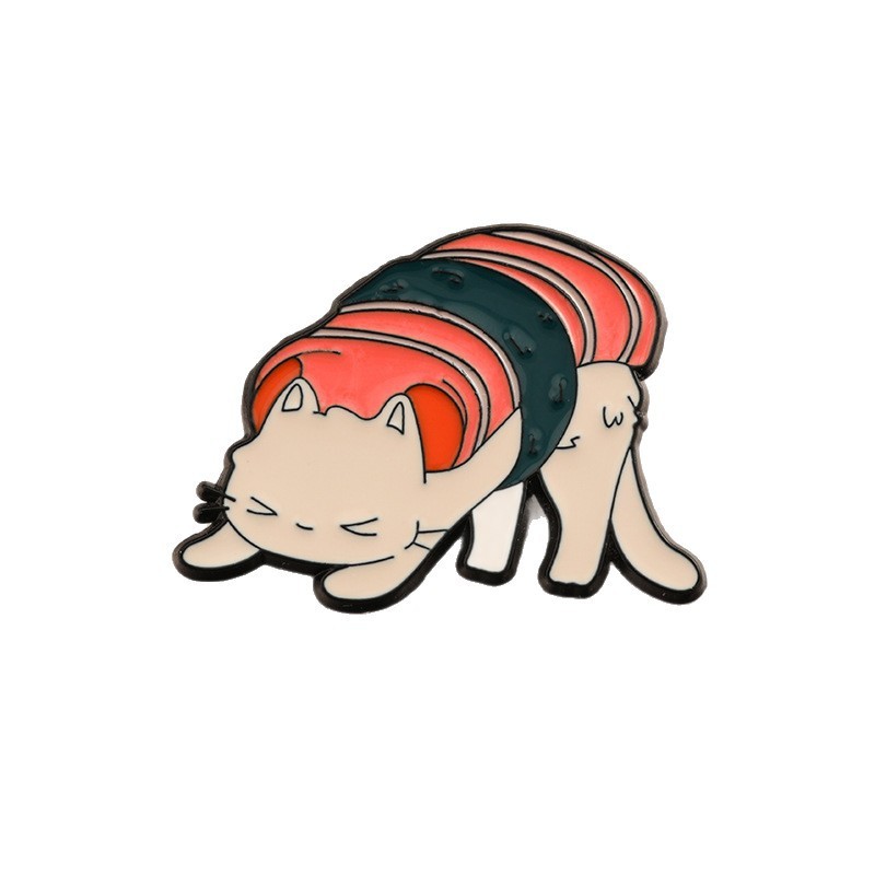 ใหม่น่ารักการ์ตูนอาหารแมวเข็มกลัดสนุก Cuisine Sushi Cat Badge