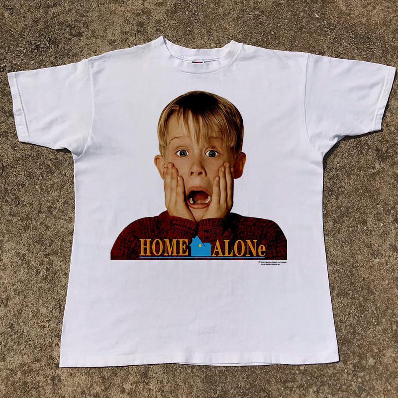 เสื้อยืดแขนสั้นอินเทรนด์ European American Classic Home Alone Macaulay Culkin Movie Retro