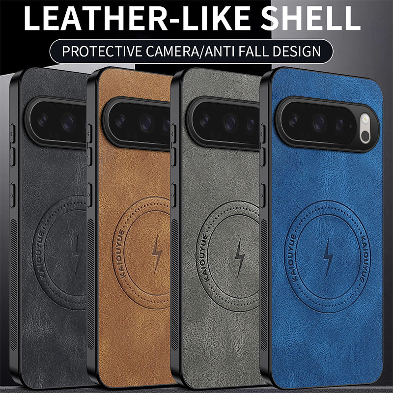 เหมาะสําหรับ Pixel 10 Lightning Nepa Pattern Magnetic Phone Case 9A Business Leather Shock-resistant