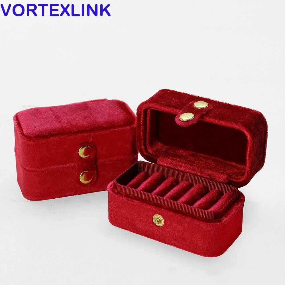VORTEXLINK Mini Ring Storage Box, Jewlery Organizer Retro Velvet Ring Box, Simple ประณีตหู Studs Cas