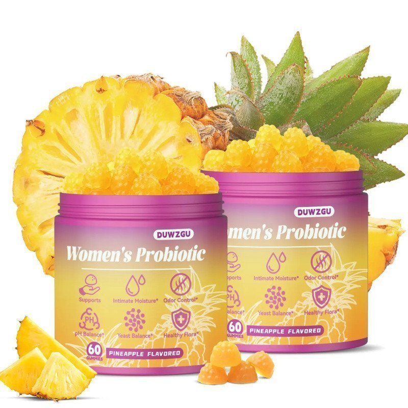 สับปะรดFlavectredFeminineProbioticsGummiesforpHBalance&DrynessReliefwithSlipperyElmPrebioticBlend-60