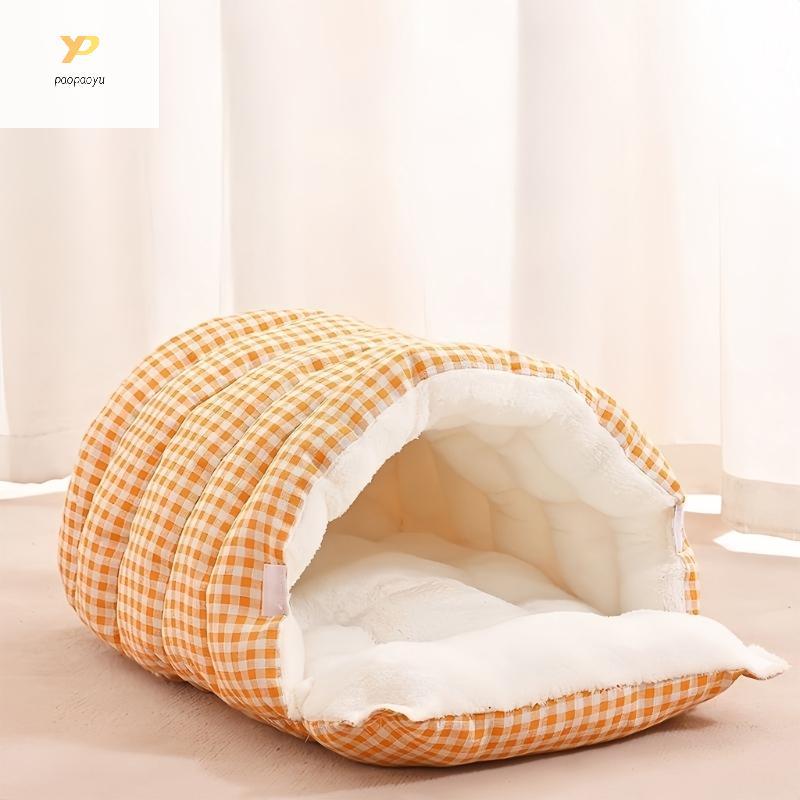 PPY Enclosed Calming Cats House Plush ผ้าฝ้ายผ้าลินินสุนัขสําหรับสัตว์เลี้ยงขนาดเล็กล้างทําความสะอาด