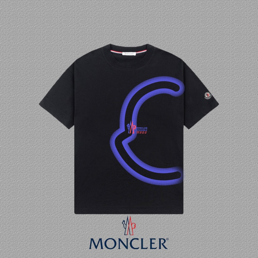 Moncler/Moncler/2026 คลาสสิกรอบคอแขนสั้นเสื้อยืดผู้ชายผู้หญิงสไตล์ทุกวันออกแบบฤดูร้อนสบาย Breathable