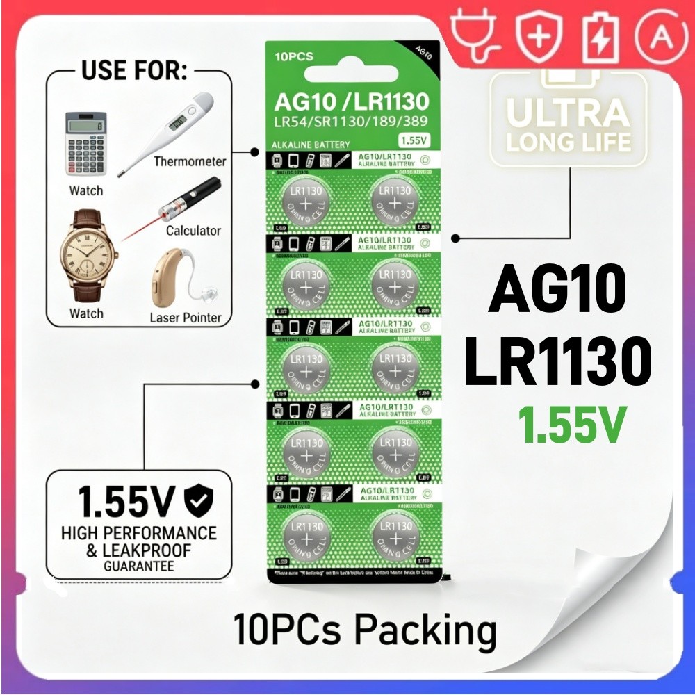 ปุ่มอัลคาไลน์ LR44 LR41 LR43 LR521 LR621 LR626 LR920 LR1130 CR2032 AG13/AG10/AG4/AG3watch batterya