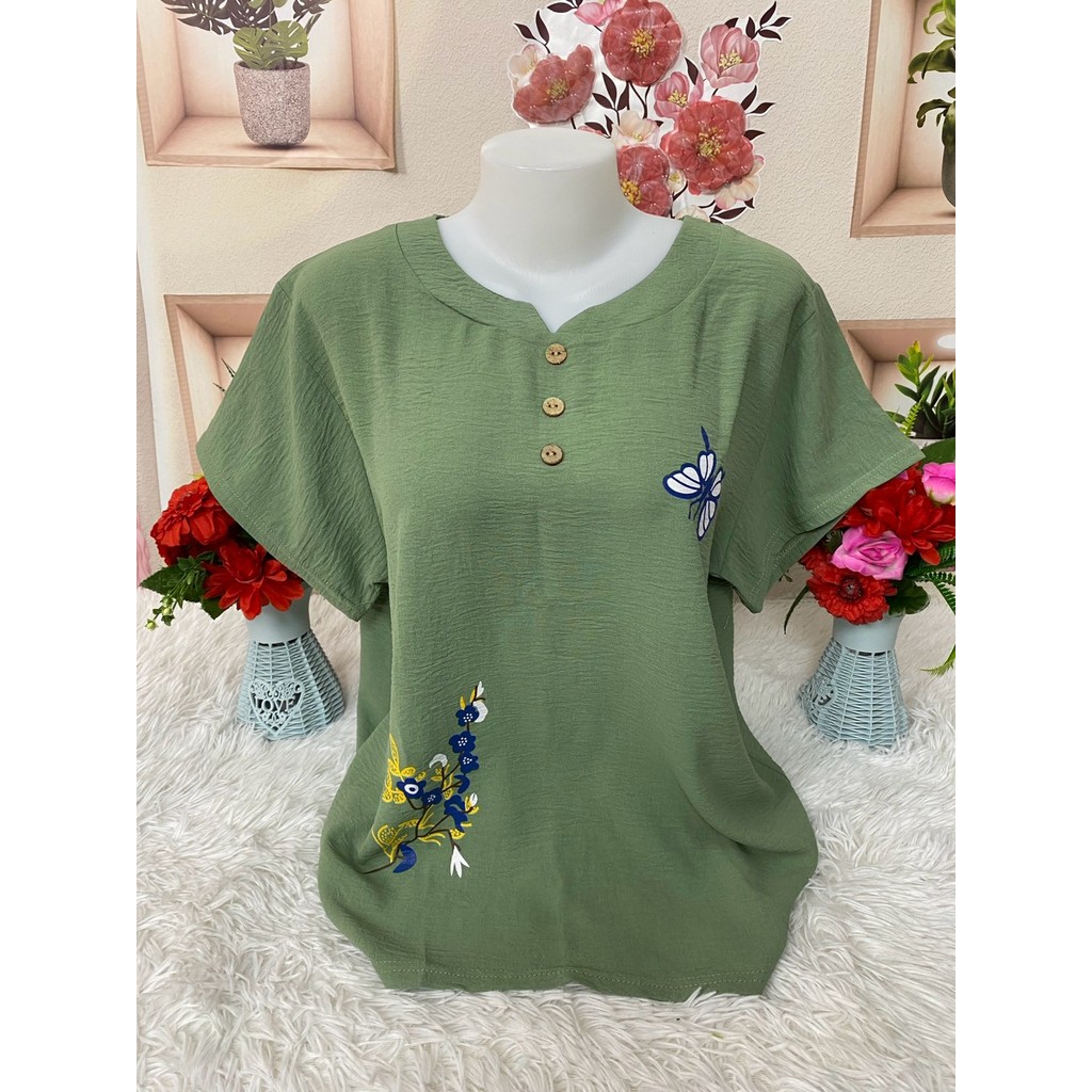 เสื้อลายดอก เสื้อสงกรานต์ ผ้าสปันใส่เย็นสบาย เสื้อคุณแม่สวยๆ รุ่น101-102