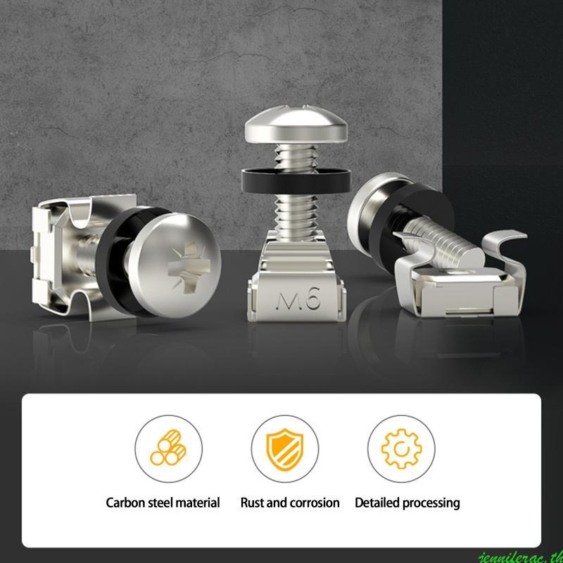 Jenniferac M6 Rack Mount Screw Kit สกรูสแควร์รูเครื่องซักผ้าชุด Rack Server ตู้ Server ชั้นวางติดตั้