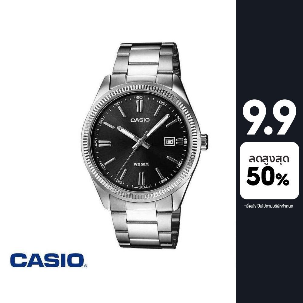CASIO นาฬิกาข้อมือ CASIO รุ่น MTP-1302D-1A1VDF วัสดุสเตนเลสสตีล สีดำ