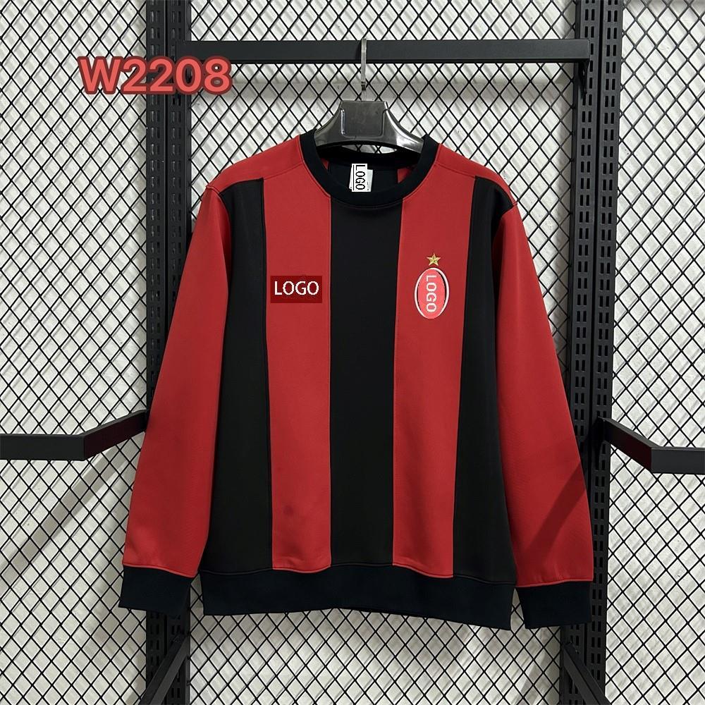 W AC Milan เสื้อสเวตเตอร์หนาแขนยาวสีดําสีแดงเสื้อยืดกีฬาฤดูหนาวฤดูใบไม้ร่วง