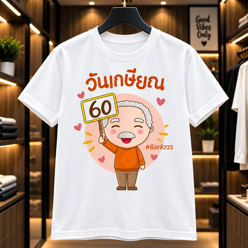 เสื้อยืดวันเกษียณ เสื้องานเกษียณ เกษียณสำราญ ใส่สบาย ไม่ยืด ไม่ย้วย คอกลม