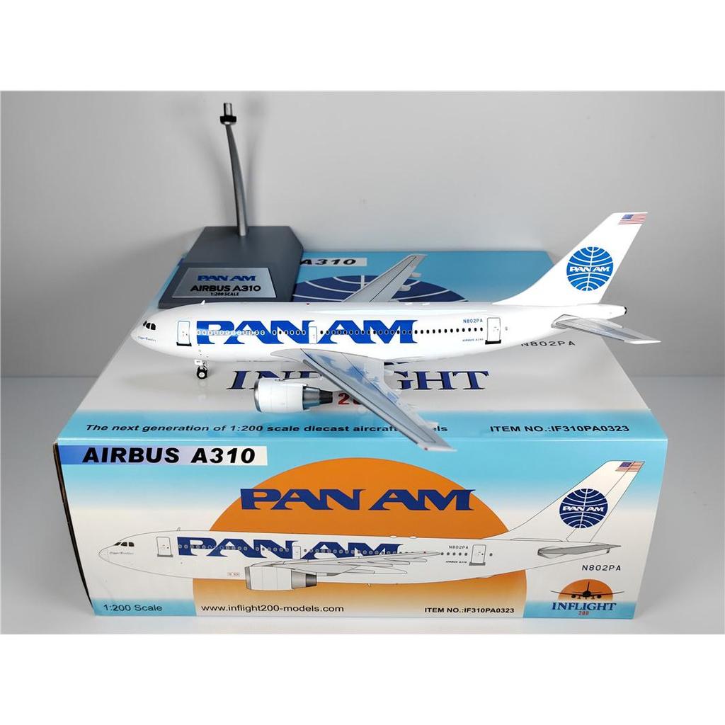 Inflight 1: 200 PAN AM PAN AM Airlines A310 N802PA โมเดลเครื่องบินโลหะผสม