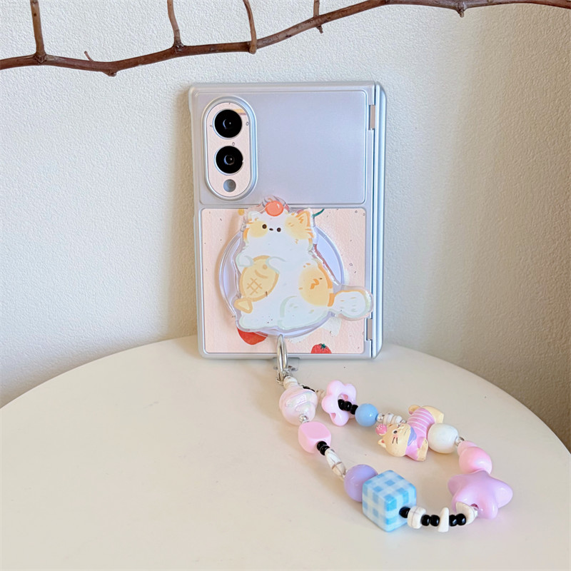 Tomato Cat Magnetic Dual Axis Bracket สร้อยข้อมือเคสโทรศัพท์สําหรับ Samsung Galaxy Z พับ 8 Ultra Cov