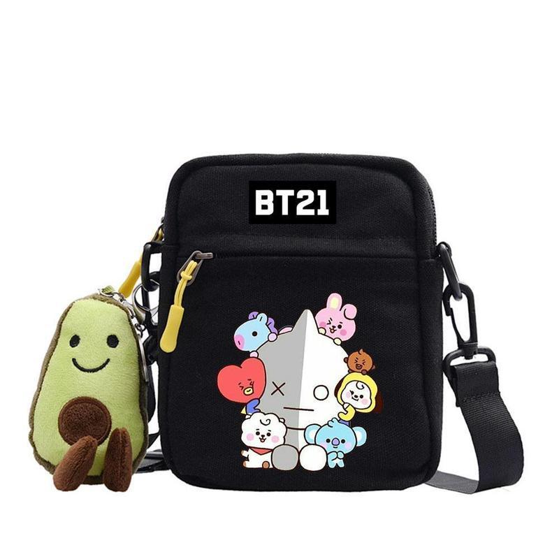 Bts bts bts กระเป๋าสะพายการ์ตูนน่ารัก Casual Messenger Bag All-Match เวอร์ชั่นเกาหลีนักเรียนพิมพ์กระ
