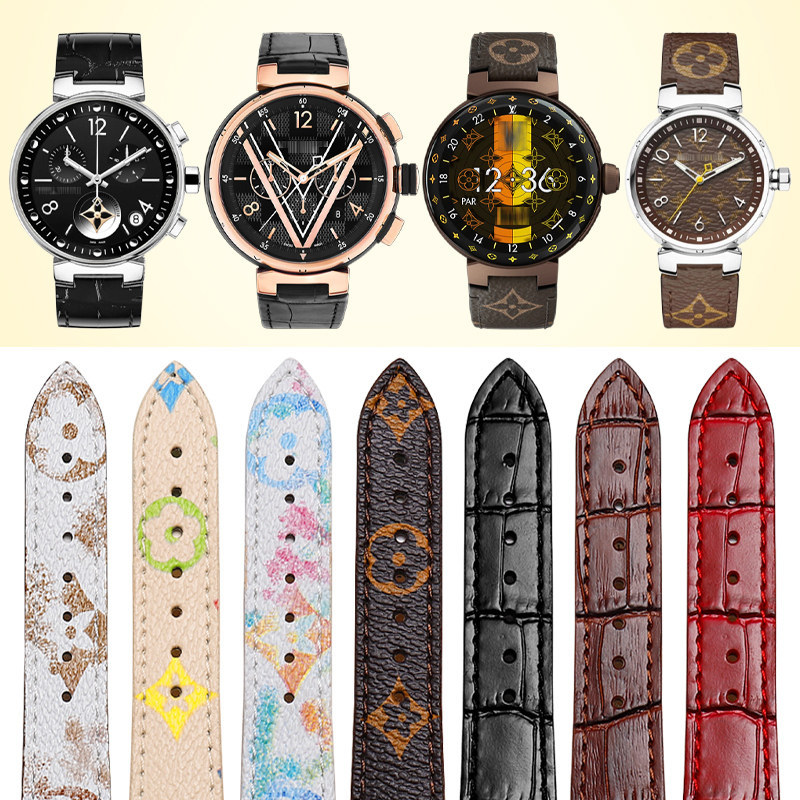 นาฬิกา ผู้ชาย seiko ของแทั นาฬิกาผู้หญิง Louis Vuitton สายนาฬิกาข้อมือสายยางหนังแท้แบบถอดเร็ว