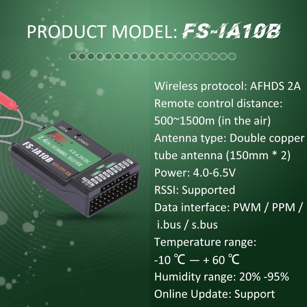Flysky FS-iA10B ตัวรับสัญญาณ 2.4G 10CH สําหรับ FS-i6 FS-i6S FS-i6X FS-i10 เครื่องส่งสัญญาณ
