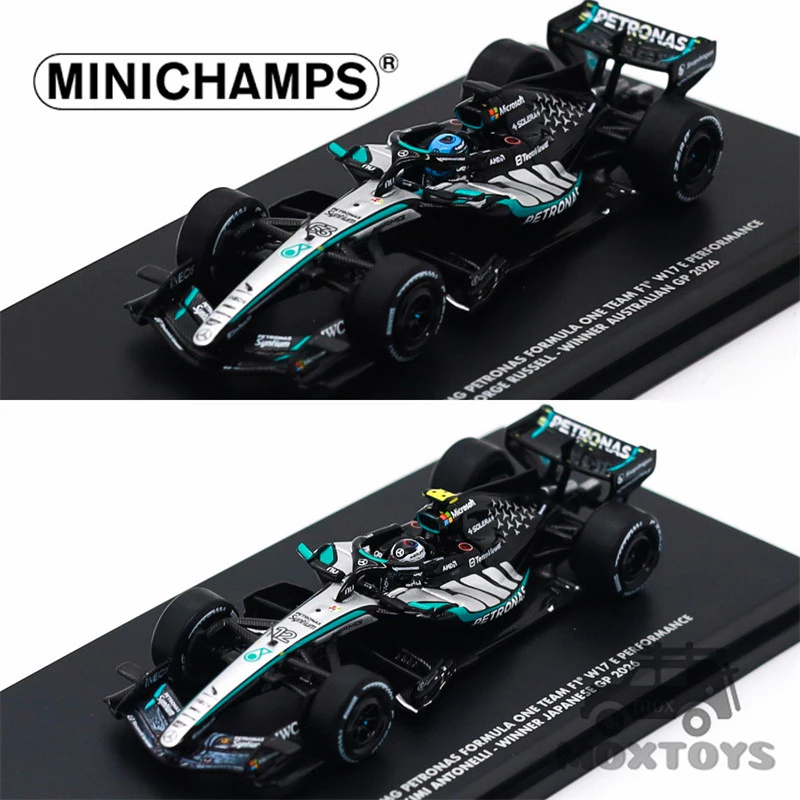 MINICHAMPS 1:64 TEAM W17 - G. RUSSELL - WINNER AUSTRALIAN GP 2026/KIMI ANTONELLI - WINNER JAPAN GP 2026 รถโมเดลDiecast