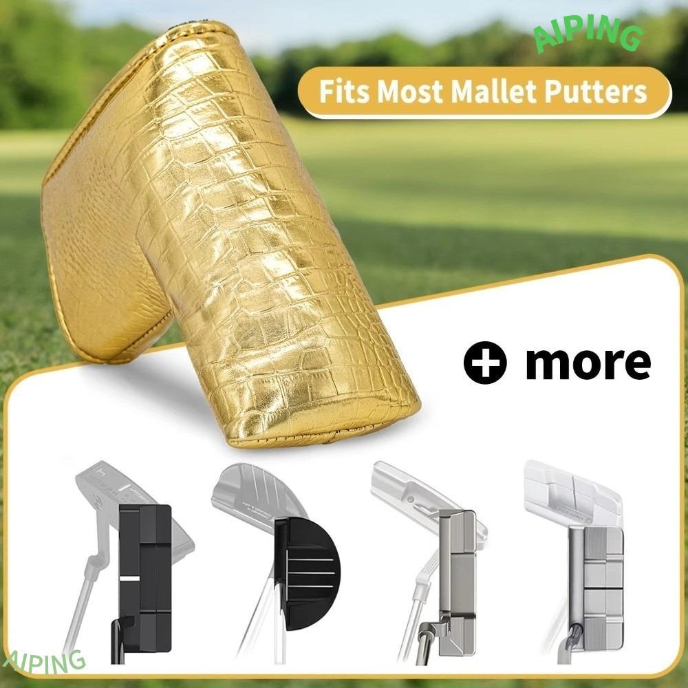 NG1ZX Golf Putter Headcover, PU หนังกันน้ํากอล์ฟคลับ,สวมใส่จระเข้ Grain รูปแบบหนา Padding นุ่มซับ Pu