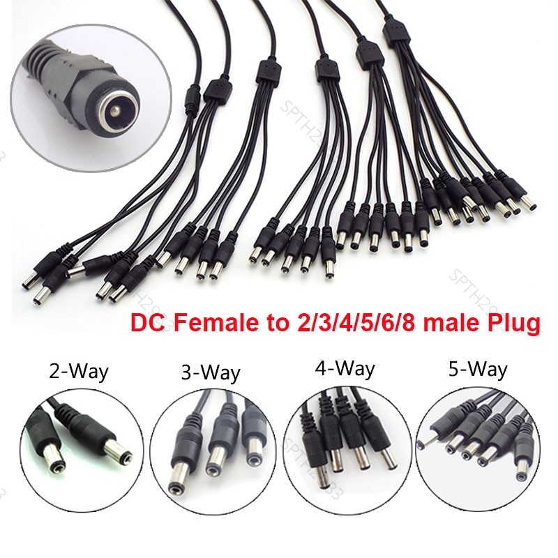 1 หญิง 2 3 4 5 8 ชาย 12V DC Power Supply Wuire Y Splitter ปลั๊กสายไฟ TH29B3