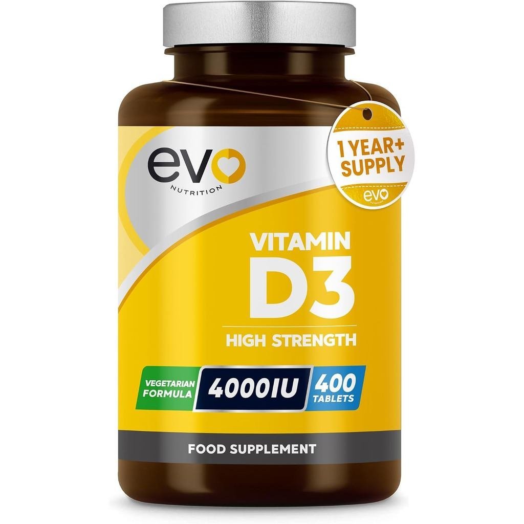 EVO Nutrition วิตามิน D3 4000IU ความแข็งแรงสูง 400 เม็ด