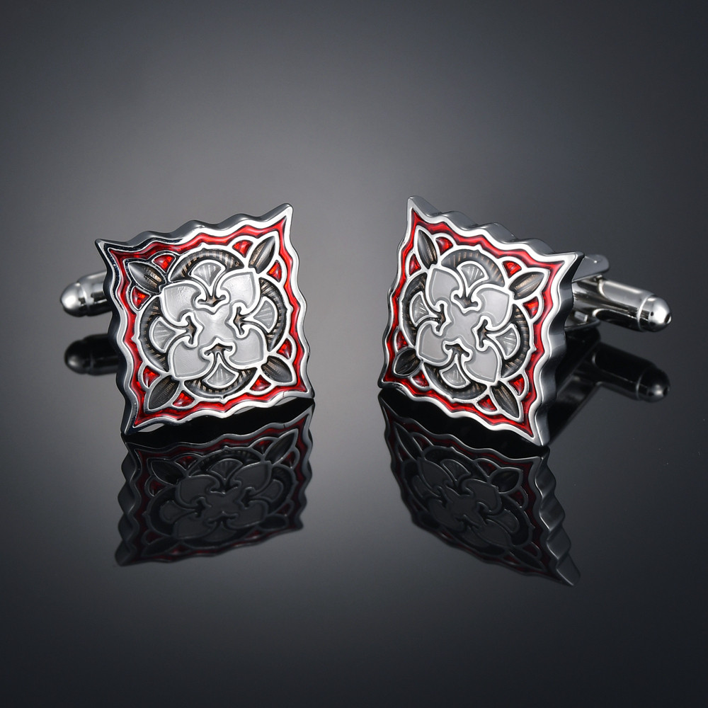 กล่อง Boxed French Cufflinks Cufflinks ผู้ชาย Cufflinks เคลือบหัตถกรรม Retro รูปแบบ Cufflinks ของขวั