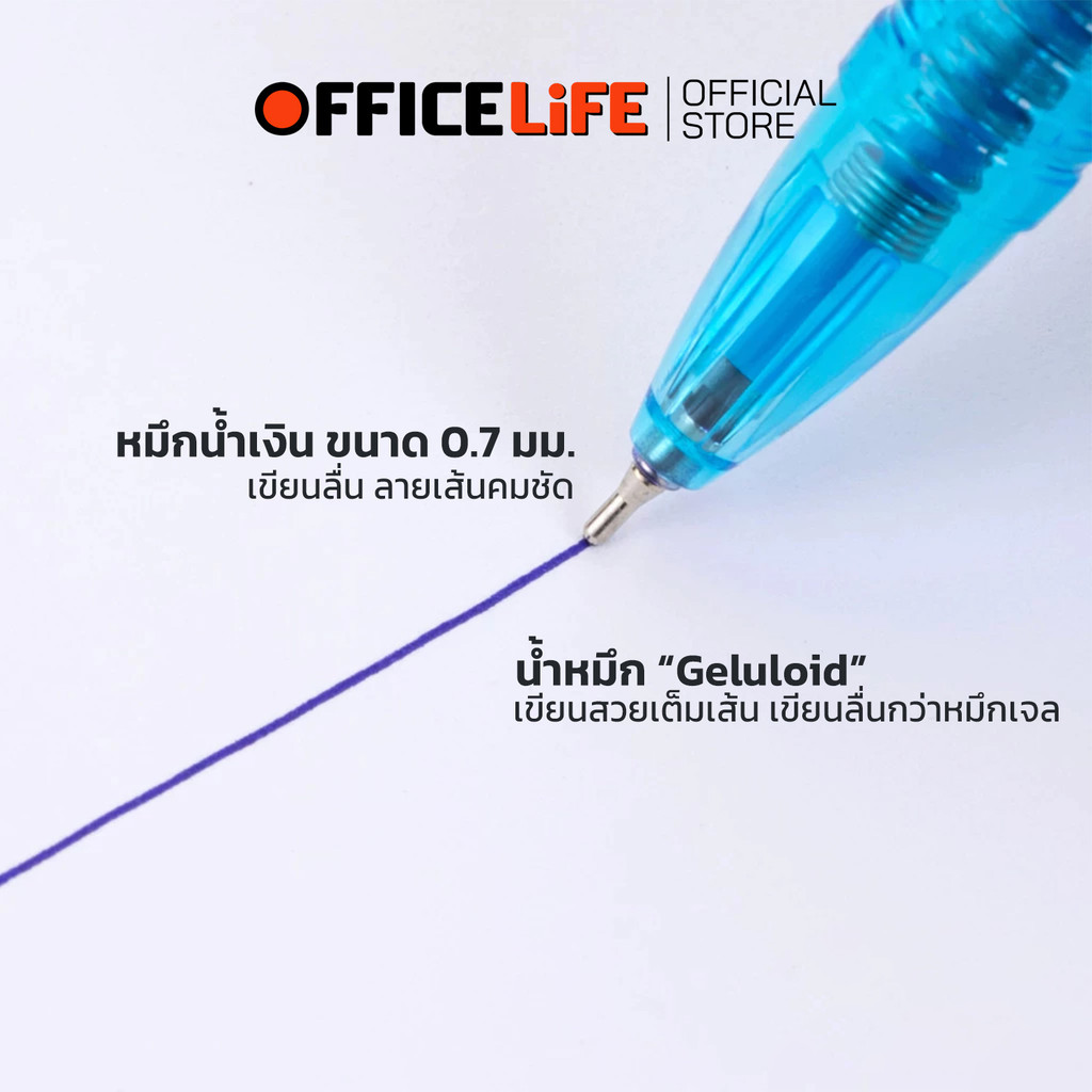 Quantum (ควอนตัม) ปากกา ปากกาลูกลื่น เจลลูลอยด์ Peachy พีชชี่ ขนาด 0.7 หมึกนํ้าเงิน ( 1 ด้าม / คละสี ) — صورة 5