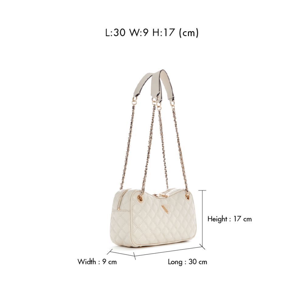 GUESS حقيبة كتف GIULLY II ‏Satchel — بيج — صورة 5